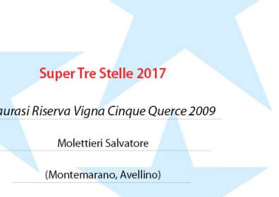 Gold Guide I Vini di Veronelli 2017 – Super Three Stars 2017 for Taurasi Riserva Vigna Cinque Querce 2009