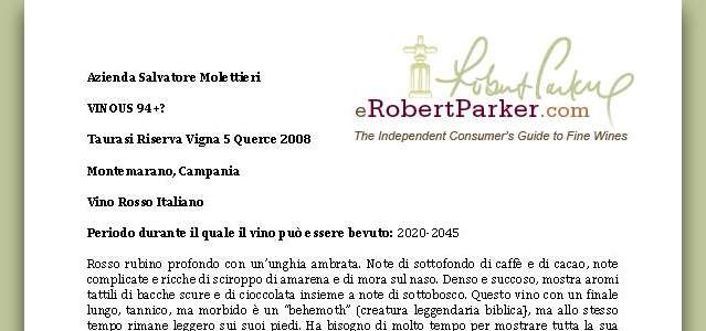 eRobertParker.com – Taurasi Vigna Cinque Querce 2009 – Aglianico Vigna Cinque Querce (Campi Taurasini Irpinia) 2011