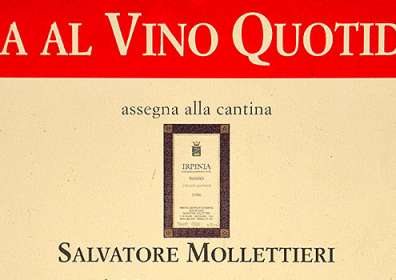 Guida al Vino Quotidiano di Slow Food Arcigola: etichetta simbolo di un vino dall’ottimo rapporto qualità/prezzo a Irpinia DOC Rosso 1996